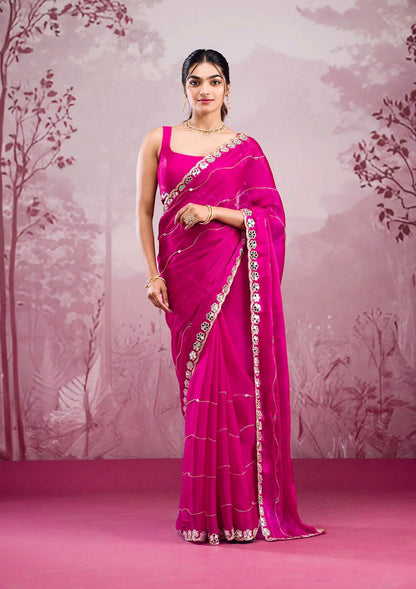 Soft Burberry Silk with fine embroidery
