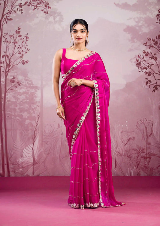 Soft Burberry Silk with fine embroidery