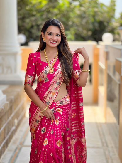 Dola Silk With Swatik & Kalash Motifs