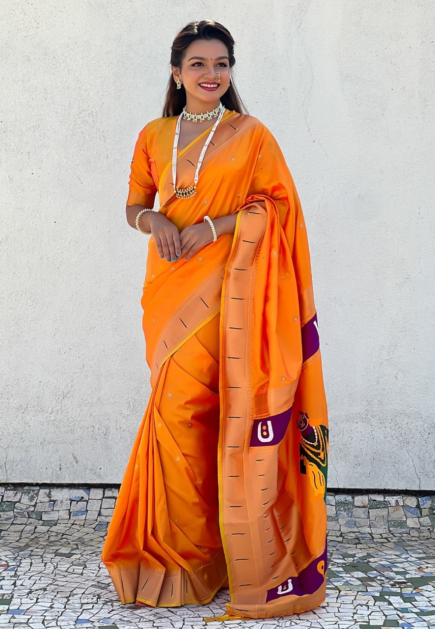 Paithani Vitthala Themed Silk