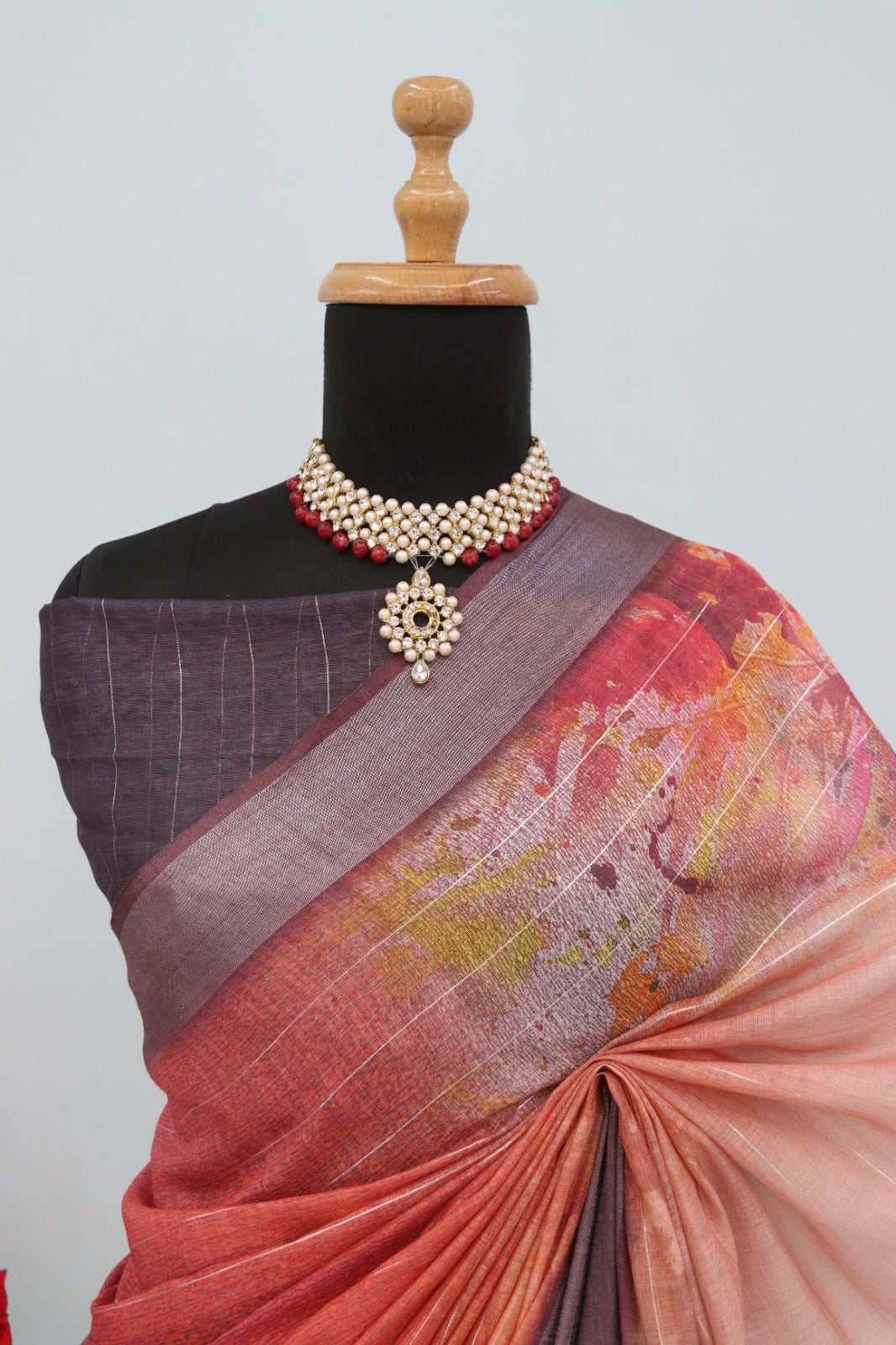 Cotton Linen Printed Saree