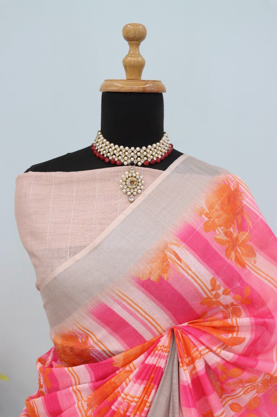 Cotton Linen Printed Saree