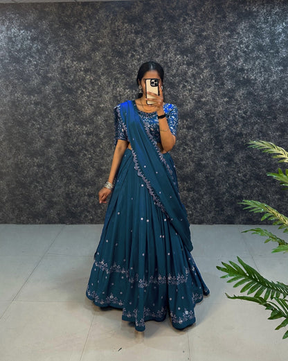 Designer Soft Chinon Silk Lehanga