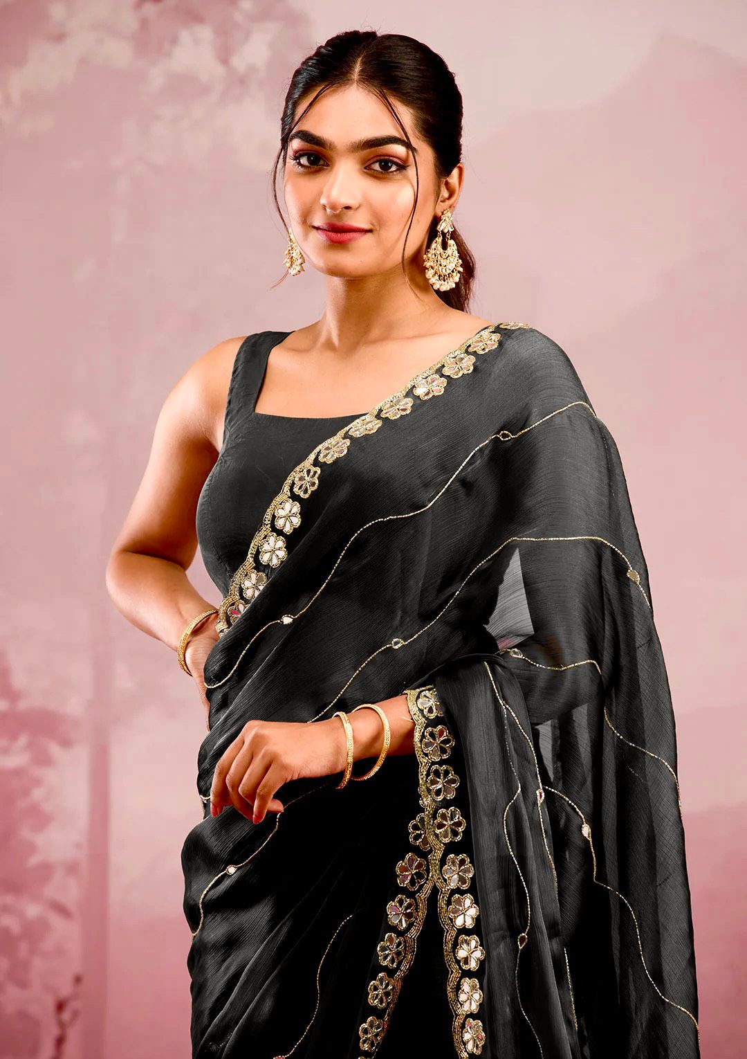 Soft Burberry Silk with fine embroidery