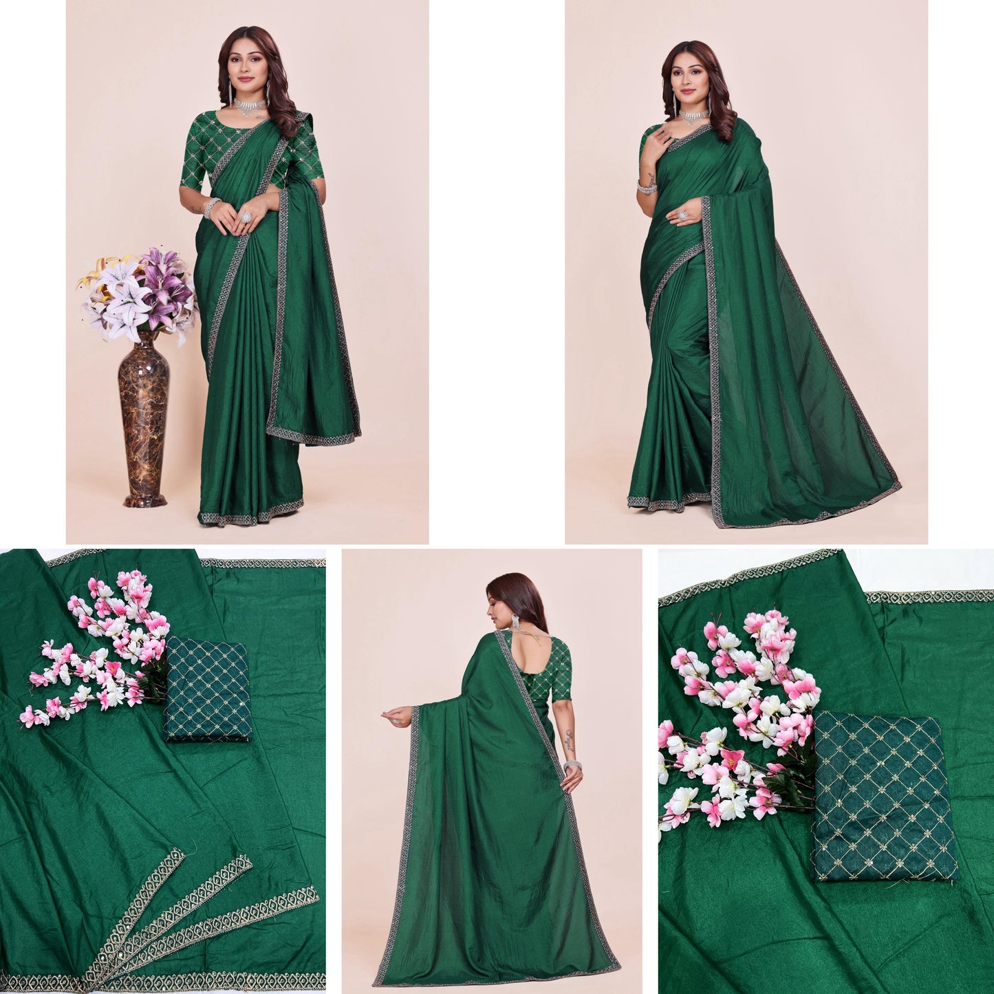 Bottle Green Premium Dola Silk
