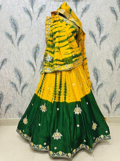 Lehariya Design Lehenga on  Chinon Fabric