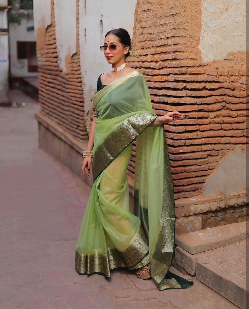 Soft Kora Organza Jacquard Saree