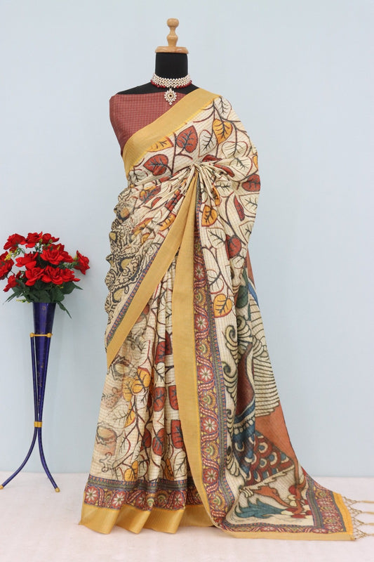 Cotton Linen Printed Saree