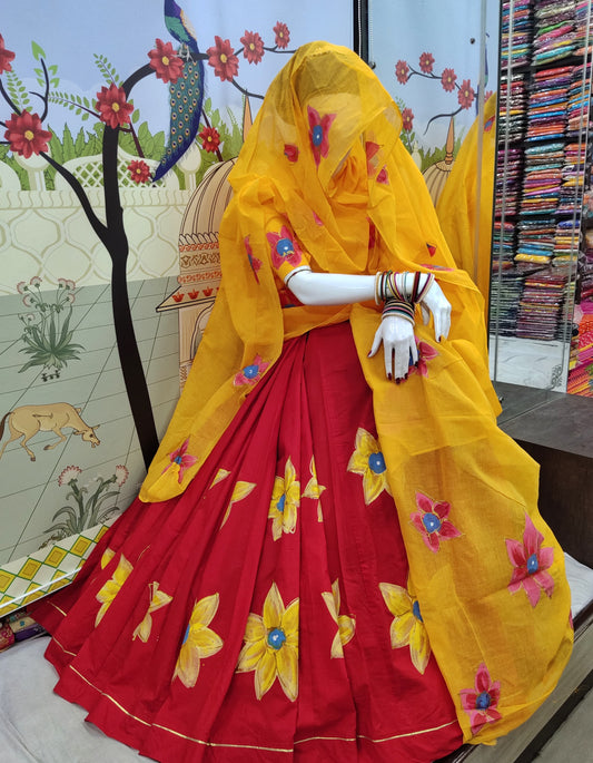 Cotton Sharbati Poshak with odhna