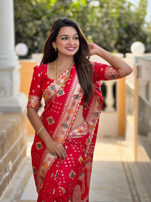 Dola Silk With Swatik & Kalash Motifs