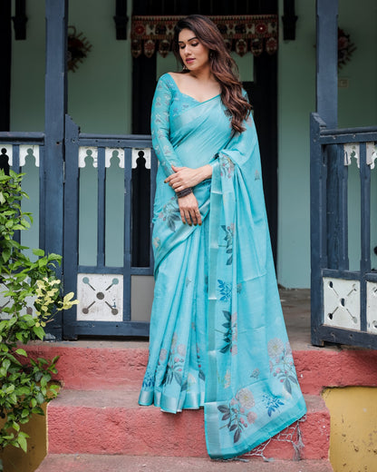 Premium Linen Fabric Sky Blue- Linen 103