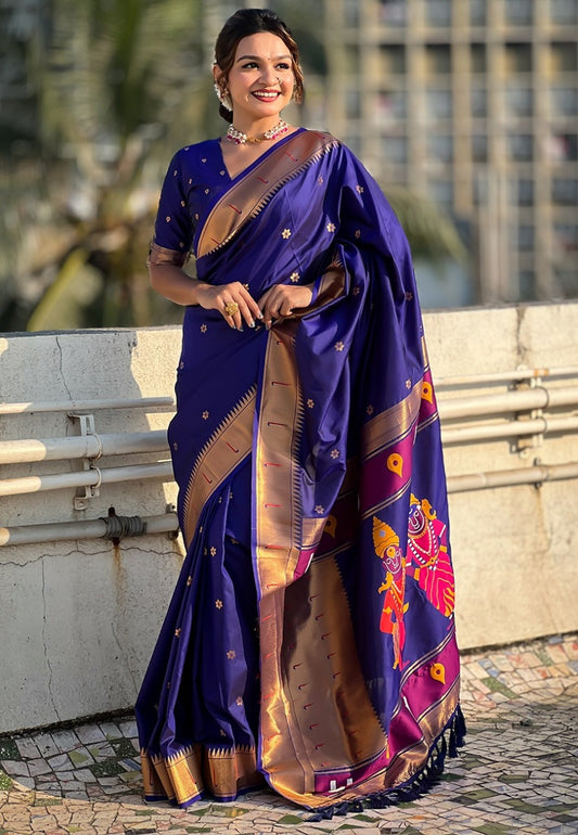Paithani Vitthala Themed Silk