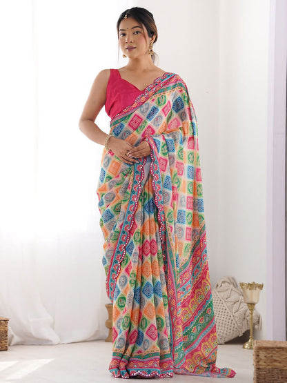 Printed Georgette Silk Saree
