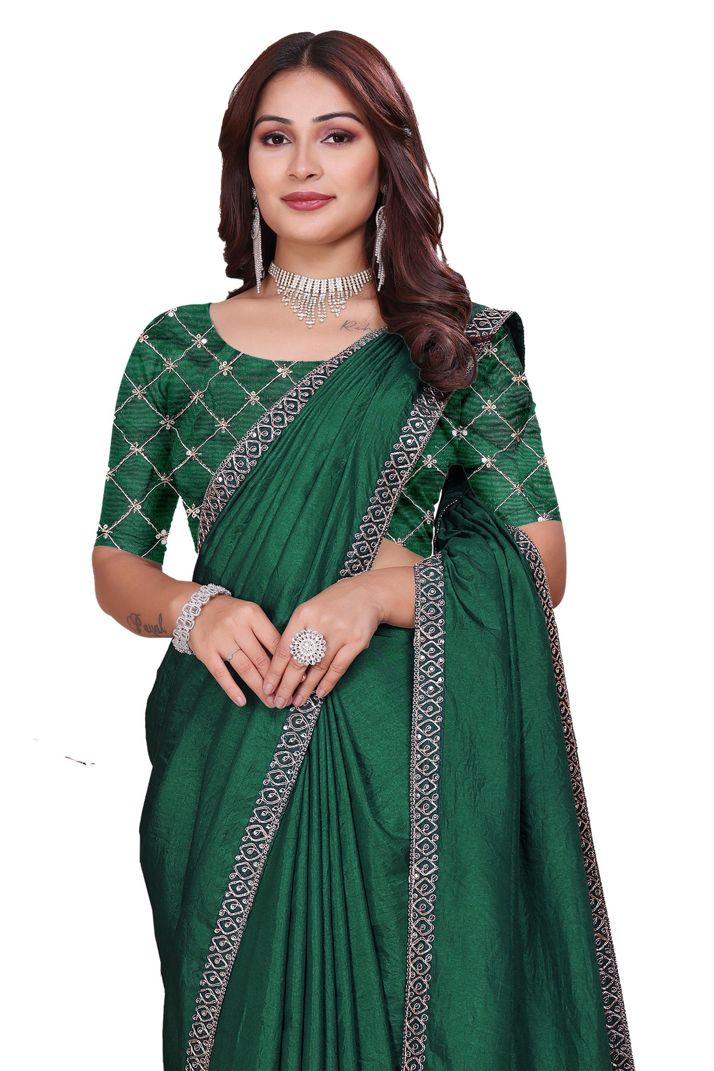 Bottle Green Premium Dola Silk