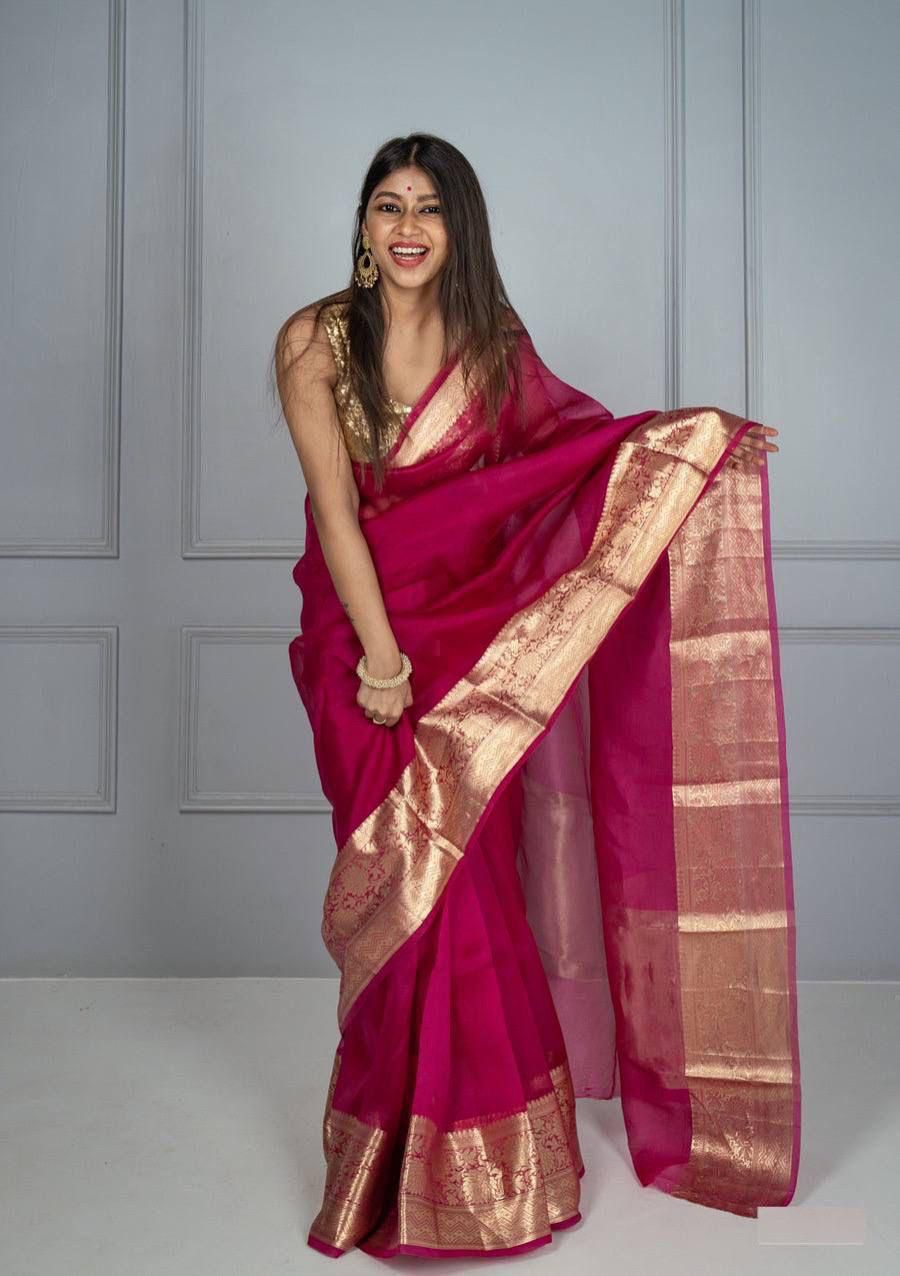 Soft Kora Organza Jacquard Saree