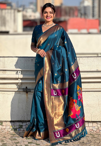Paithani Vitthala Themed Silk